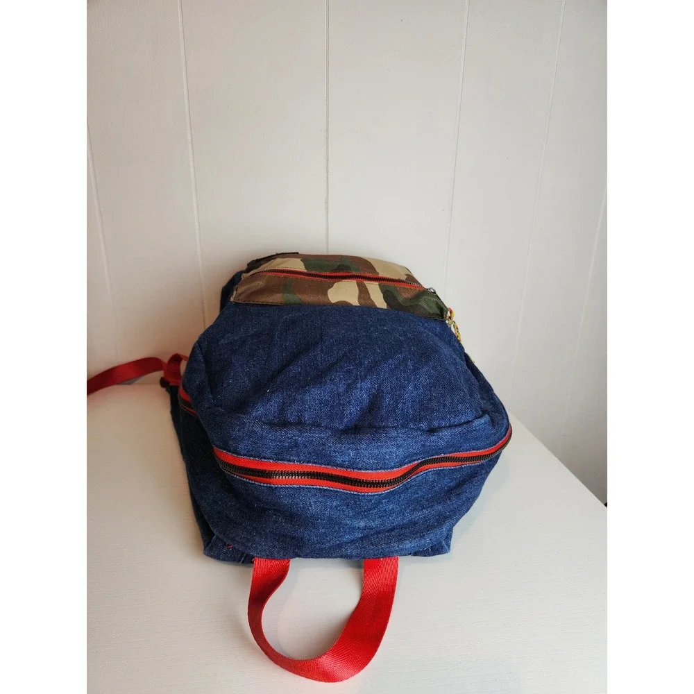 Kimes Ranch Jeans Denim Camo Backpack Blue Red Western School Bag Laptop Sleeve